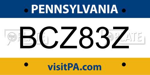 BCZ83Z Pennsylvania License Plate