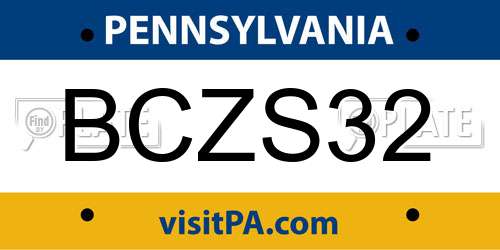 BCZS32 Pennsylvania License Plate