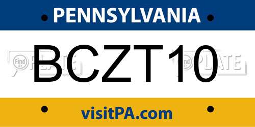 BCZT10 Pennsylvania License Plate