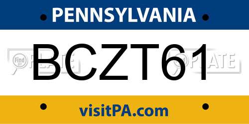 BCZT61 Pennsylvania License Plate
