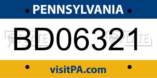 BD06321 Pennsylvania License Plate