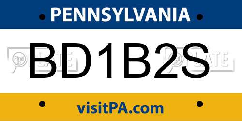 BD1B2S Pennsylvania License Plate
