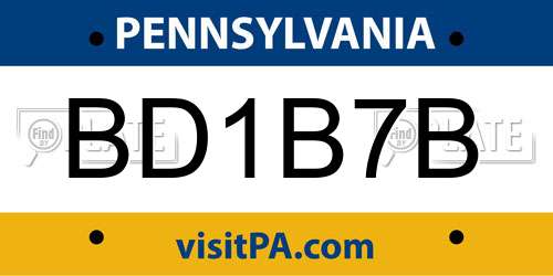 BD1B7B Pennsylvania License Plate