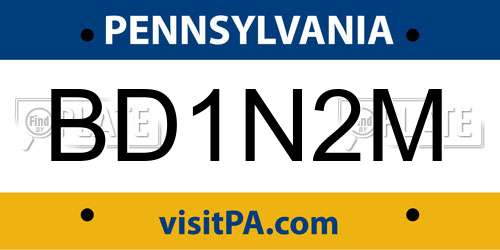 BD1N2M Pennsylvania License Plate