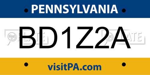 BD1Z2A Pennsylvania License Plate