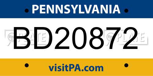 BD20872 Pennsylvania License Plate