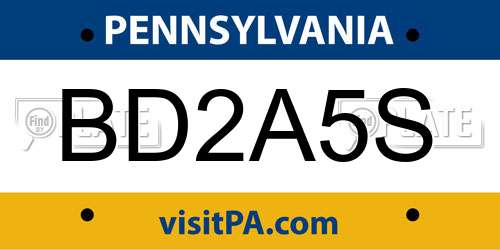 BD2A5S Pennsylvania License Plate