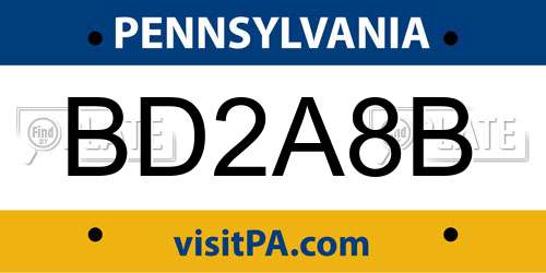 BD2A8B Pennsylvania License Plate