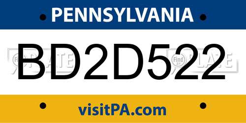 BD2D522 Pennsylvania License Plate