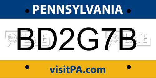 BD2G7B Pennsylvania License Plate
