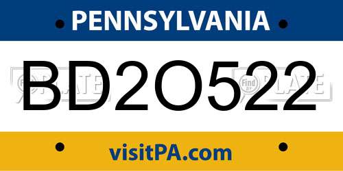 BD2O522 Pennsylvania License Plate