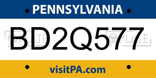BD2Q577 Pennsylvania License Plate
