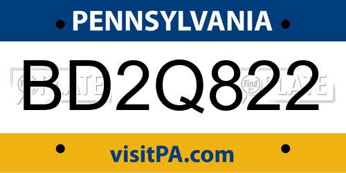 BD2Q822 Pennsylvania License Plate