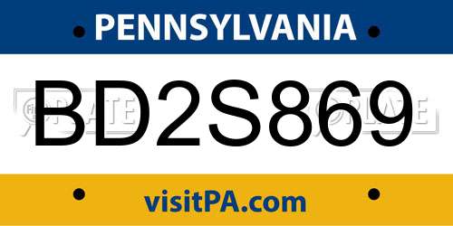 BD2S869 Pennsylvania License Plate