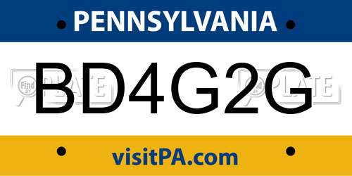 BD4G2G Pennsylvania License Plate