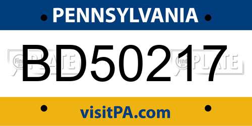 BD50217 Pennsylvania License Plate