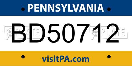 BD50712 Pennsylvania License Plate