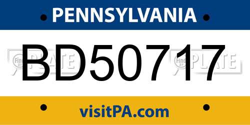 BD50717 Pennsylvania License Plate