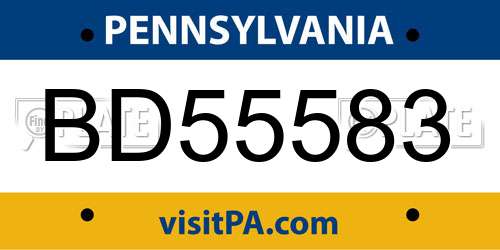 BD55583 Pennsylvania License Plate