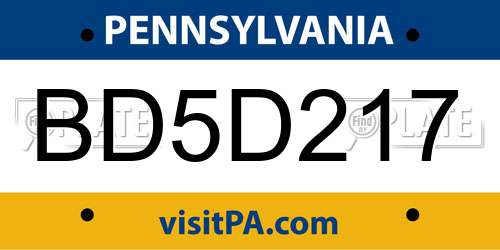 BD5D217 Pennsylvania License Plate