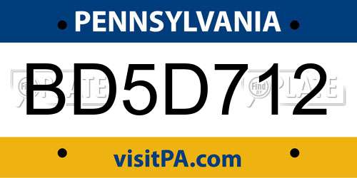 BD5D712 Pennsylvania License Plate