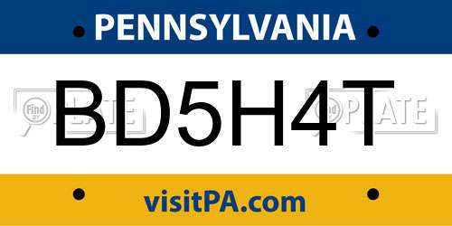 BD5H4T Pennsylvania License Plate