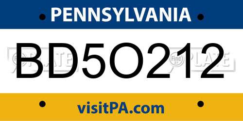 BD5O212 Pennsylvania License Plate