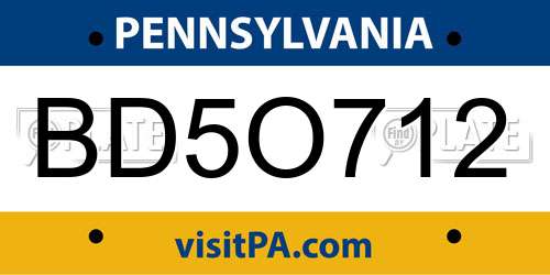 BD5O712 Pennsylvania License Plate