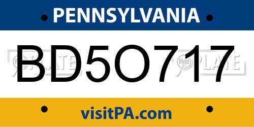 BD5O717 Pennsylvania License Plate