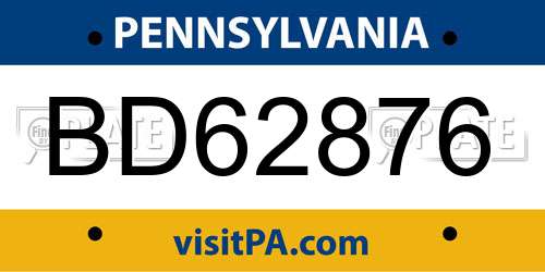 BD62876 Pennsylvania License Plate