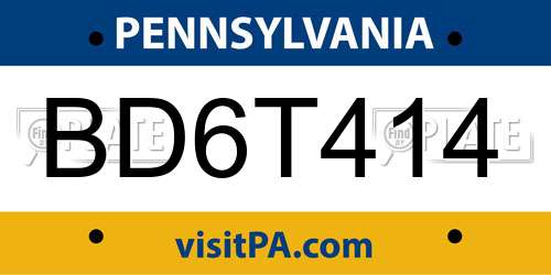 BD6T414 Pennsylvania License Plate