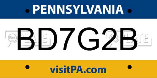 BD7G2B Pennsylvania License Plate