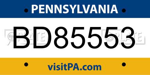 BD85553 Pennsylvania License Plate