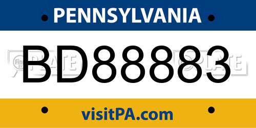 BD88883 Pennsylvania License Plate