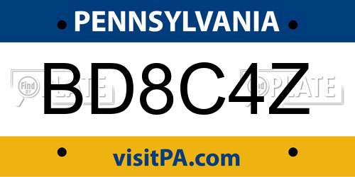 BD8C4Z Pennsylvania License Plate