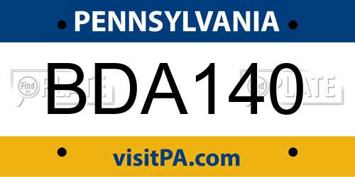 BDA140 Pennsylvania License Plate