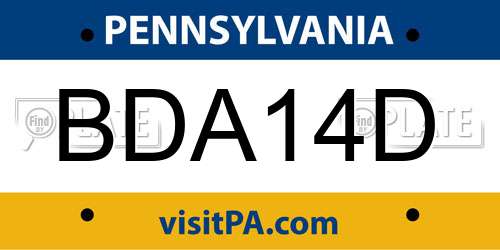 BDA14D Pennsylvania License Plate