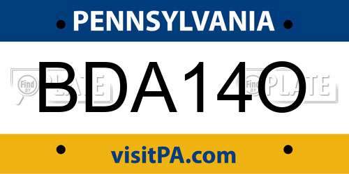 BDA14O Pennsylvania License Plate