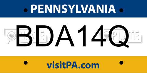 BDA14Q Pennsylvania License Plate