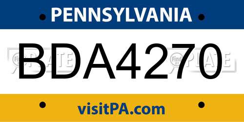 BDA4270 Pennsylvania License Plate