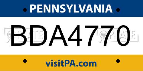 BDA4770 Pennsylvania License Plate