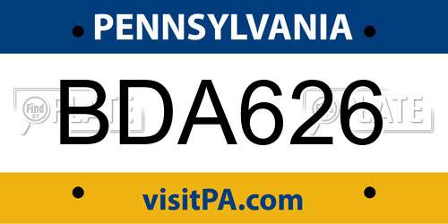 BDA626 Pennsylvania License Plate