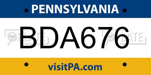 BDA676 Pennsylvania License Plate