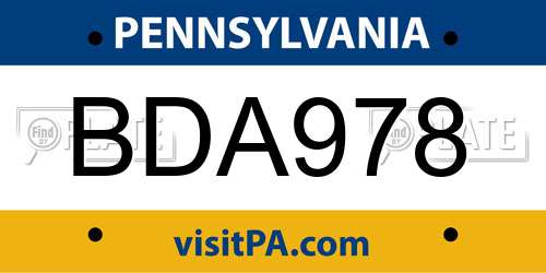 BDA978 Pennsylvania License Plate