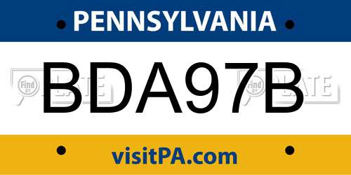 BDA97B Pennsylvania License Plate