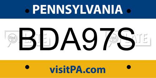 BDA97S Pennsylvania License Plate