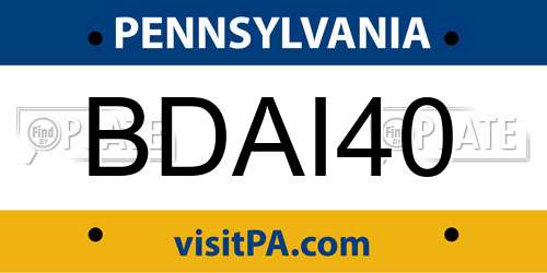 BDAI40 Pennsylvania License Plate