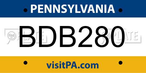 BDB280 Pennsylvania License Plate