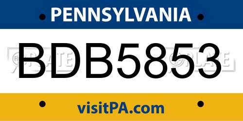 BDB5853 Pennsylvania License Plate