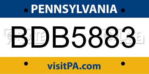 BDB5883 Pennsylvania License Plate
